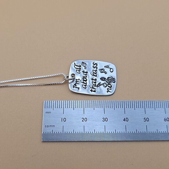18 Inch Sterling Silver I'm All About That Bass Pendant Necklace A5185 - Picture 6 of 7